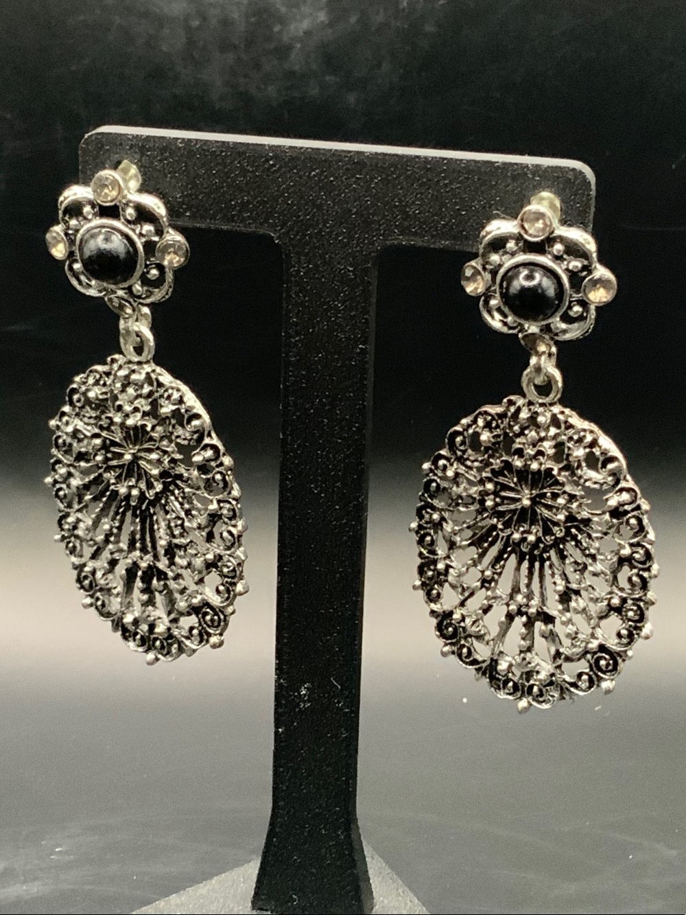 Silver-Tone Filigree Drop Earrings - Women